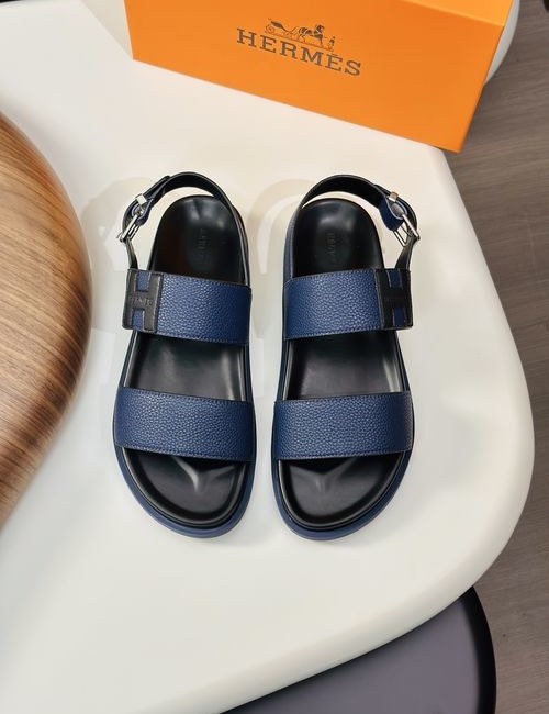 Hermes Cowhide Slides Non-slip Rubber Sole