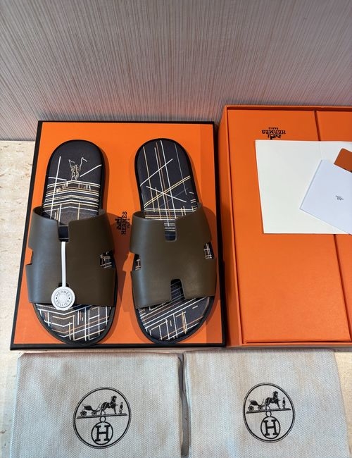 Hermes Classic Slippers 5D Printing Leather Upper