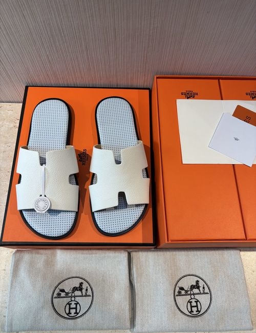 Hermes Classic Slippers 5D Printing Leather Upper