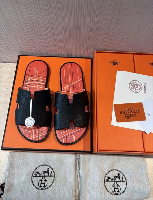 Hermes Classic Slippers 5D Printing Leather Upper