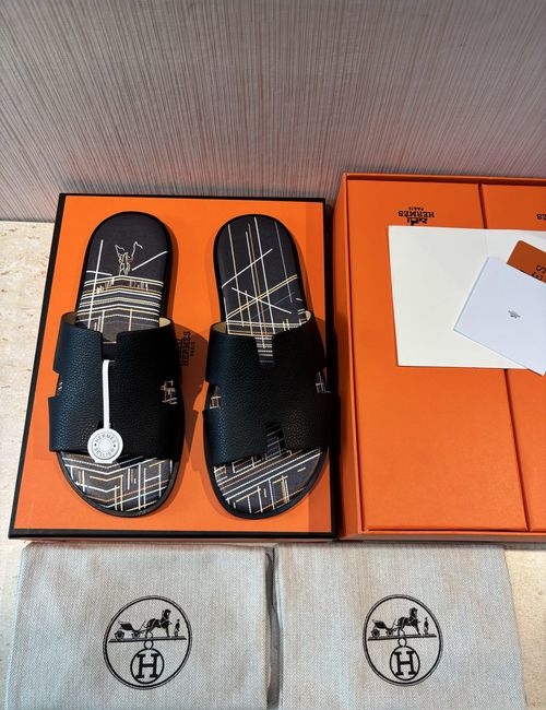 Hermes Classic Slippers With Leather Sole