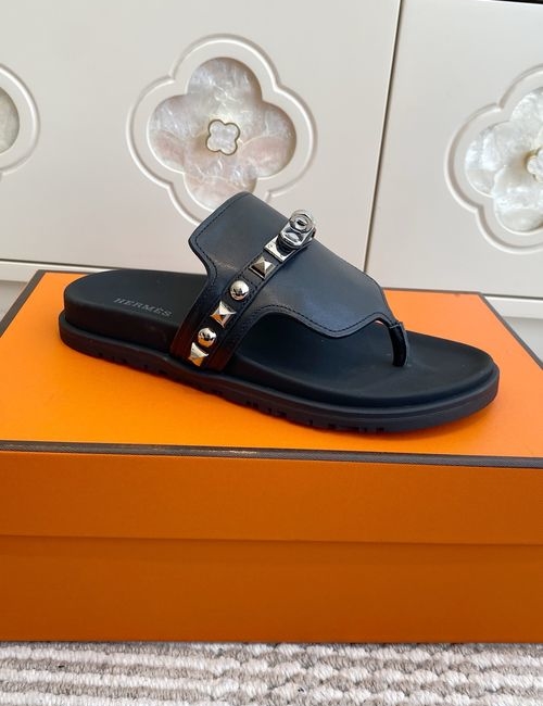 Hermes Kelly Buckle Cowhide Leather Comfort Slippers