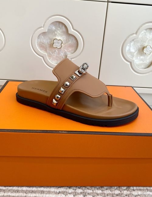 Hermes Kelly Buckle Cowhide Leather Comfort Slippers