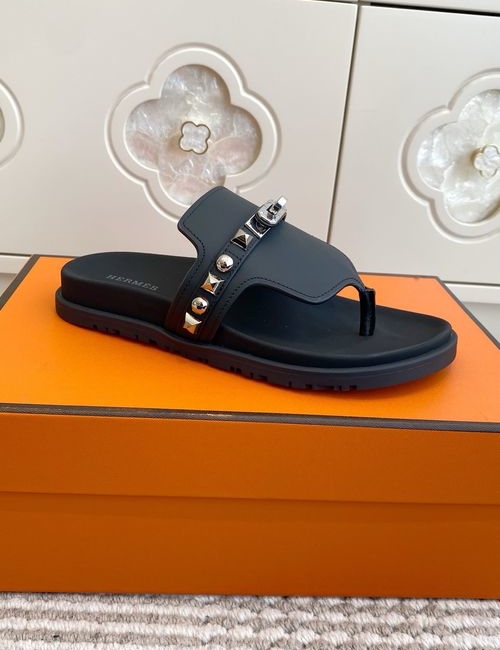 Hermes Kelly Buckle Cowhide Leather Comfort Slippers