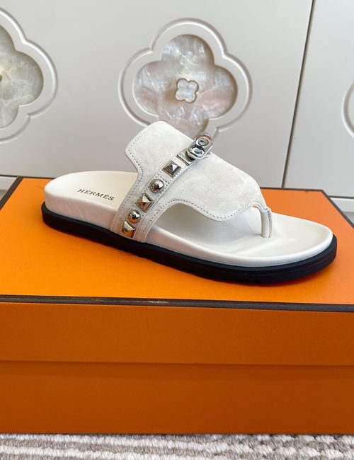 Hermes Kelly Buckle Suede Leather Slip-on Slippers