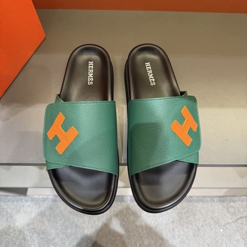 Hermes Oran Leather H Slides