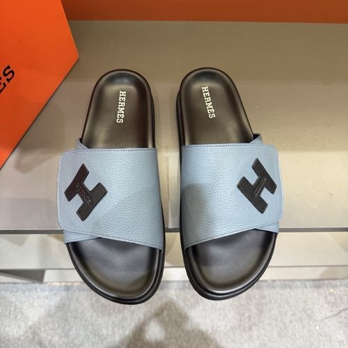 Hermes Oran Leather H Slides