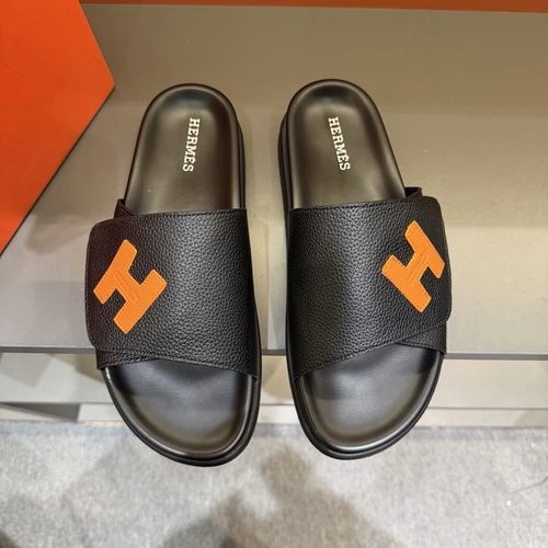 Hermes Oran Leather H Slides