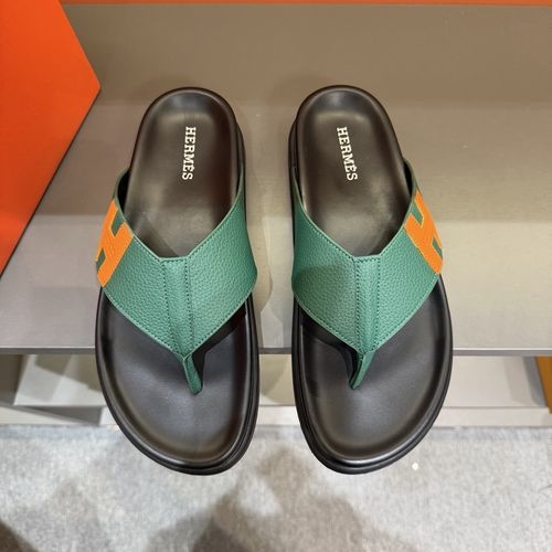 Hermes Oran Leather H Slides