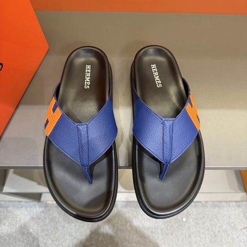 Hermes Oran Leather H Slides