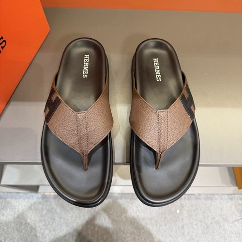 Hermes Oran Leather H Slides