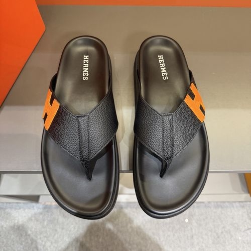 Hermes Oran Leather H Slides
