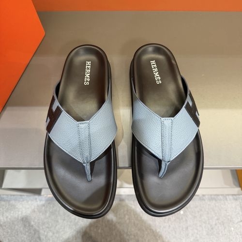 Hermes Oran Leather H Slides