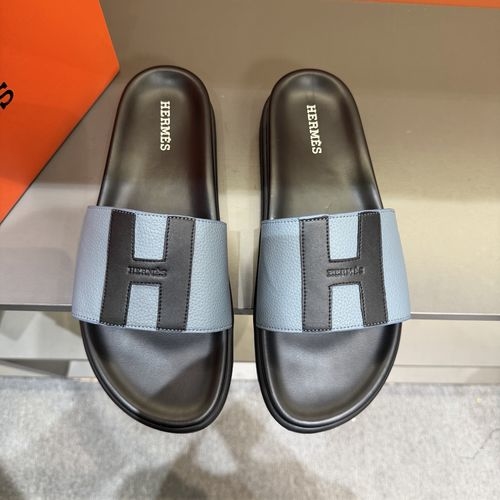 Hermes Oran Leather H Slides