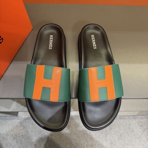 Hermes Oran Leather H Slides