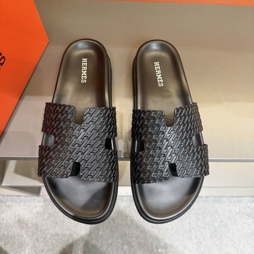 Hermes Oran Leather H Slides