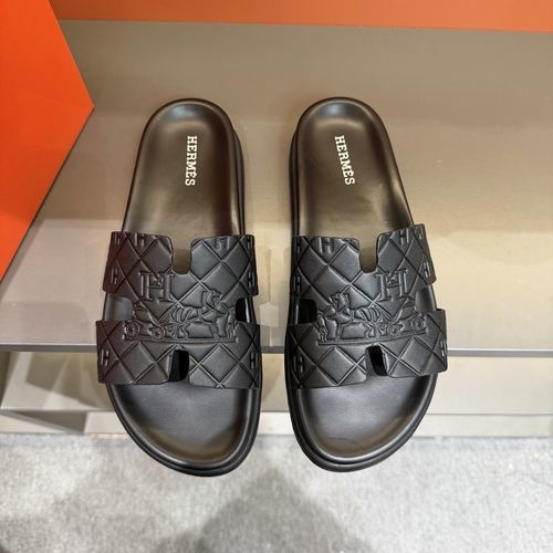 Hermes Oran Leather H Slides