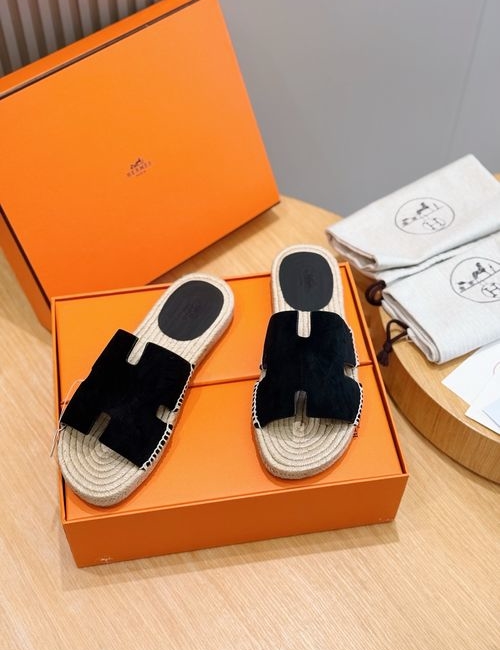 Hermes Antigua Espadrille Slippers Leather Sole