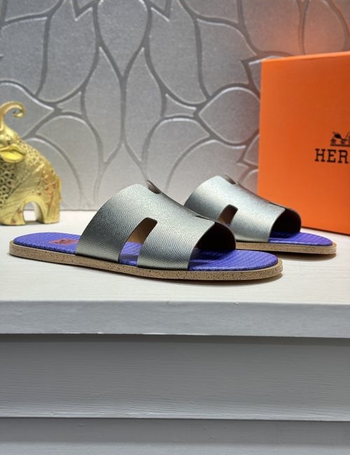 Hermes Oran Slides Palm-grain Leather Upper Original Sole