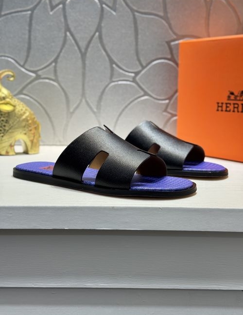 Hermes Oran Slides Palm-grain Leather Upper Original Sole