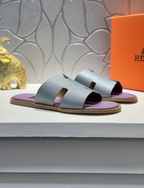 Hermes Oran Slides Palm-grain Leather Upper Original Sole