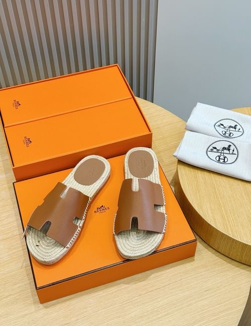 Hermes Antigua Espadrille Slippers Suede Leather Sole