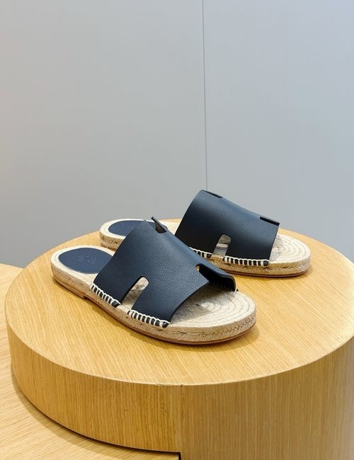 Hermes Antigua Espadrille Slippers Suede Leather Sole