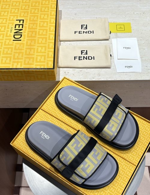 Fendi FF Jacquard Fabric Hook-loop Upper Shoes