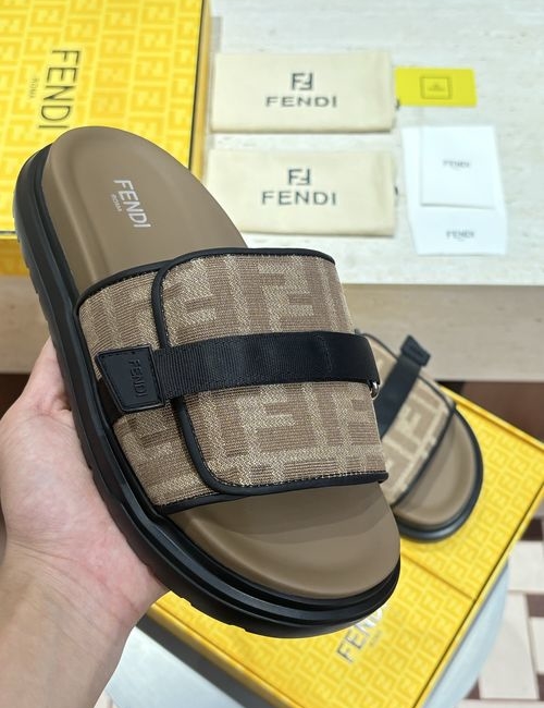 Fendi FF Jacquard Fabric Hook-loop Upper Shoes
