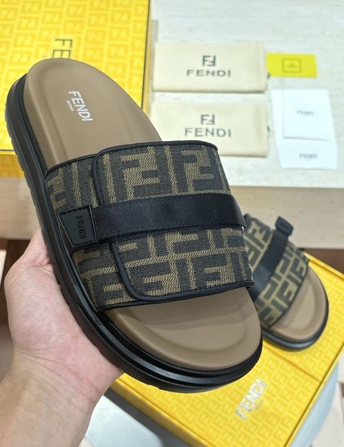 Fendi FF Jacquard Fabric Hook-loop Upper Shoes