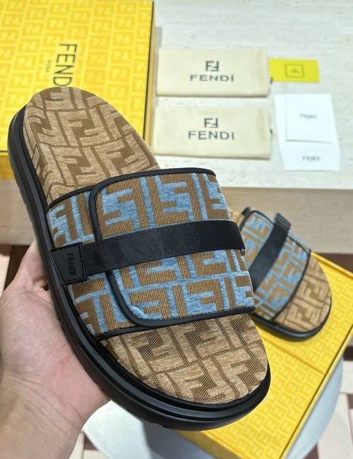 Fendi FF Jacquard Fabric Hook-loop Upper Shoes