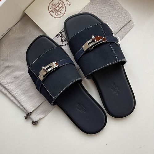 Hermes Kelly Buckle Leather Slides