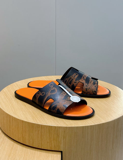 Hermes Classic Slippers With Leather Sole