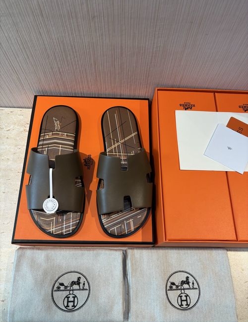 Hermes Classic Slippers With Leather Sole