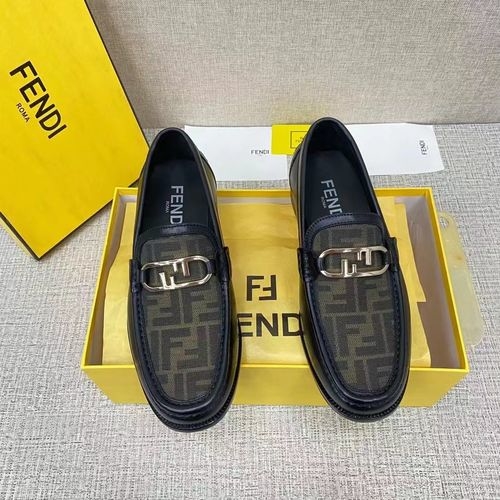 Fendi Classic Loafers With Canvas Accents And Leather Sole
