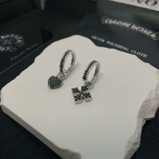 Chrome Hearts Cross Black Diamond Earrings