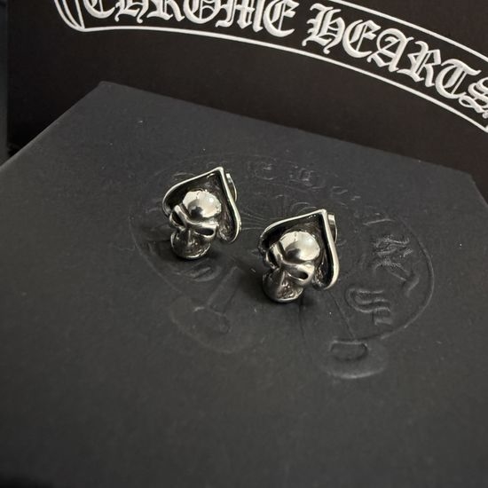 Chrome Hearts Skull Vintage Silver Stud Earrings