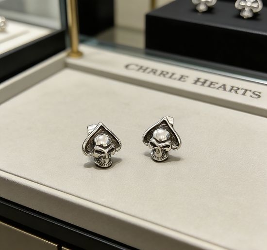 Chrome Hearts Ace of Spades Skull Stud Earrings