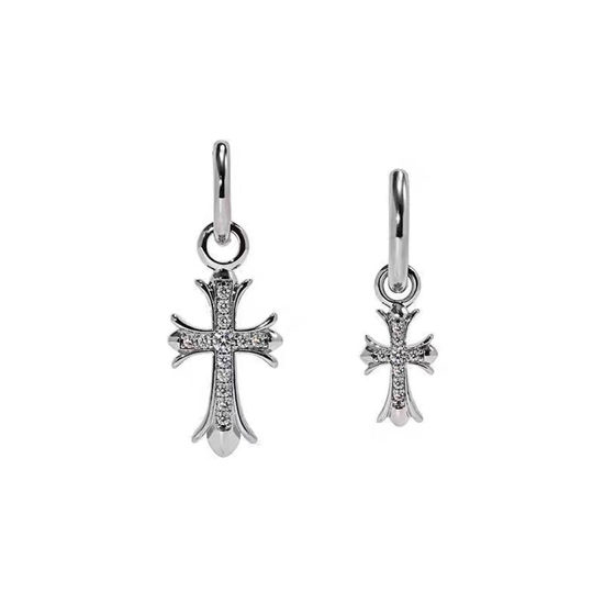 Chrome Hearts Stereo Cross Nail Shape Stud Earrings