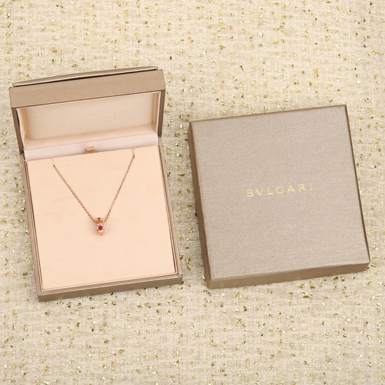 Bvlgari Ruby Inlaid Snake Bone Necklace