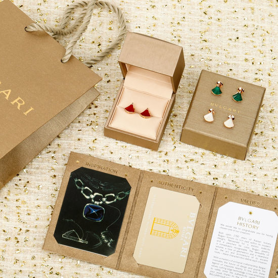 Bvlgari Fan Shape Mosaic Inlaid Earrings