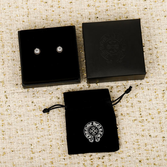 Chrome Hearts Pearl Cross Stud Earrings