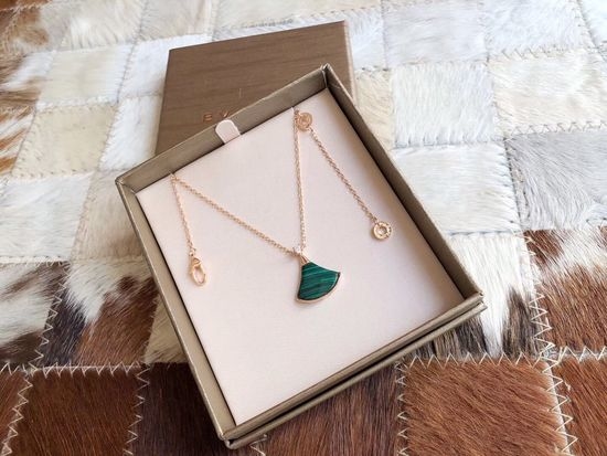 Bvlgari Natural Stone Fan Shape Pendant Necklace