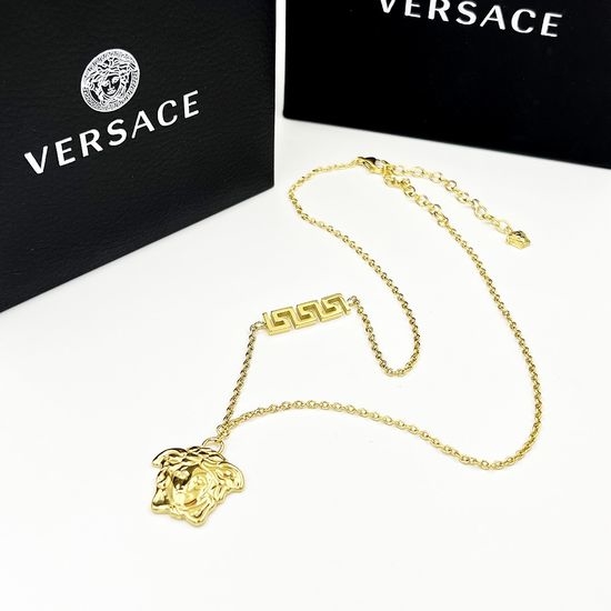Versace Medusa Decor Greek Key Pattern Necklace