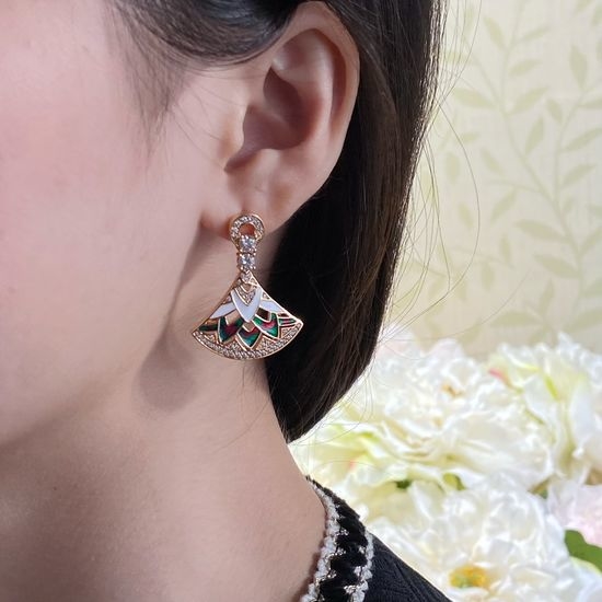 Bvlgari Camouflage Fan Shape Dangle Earrings