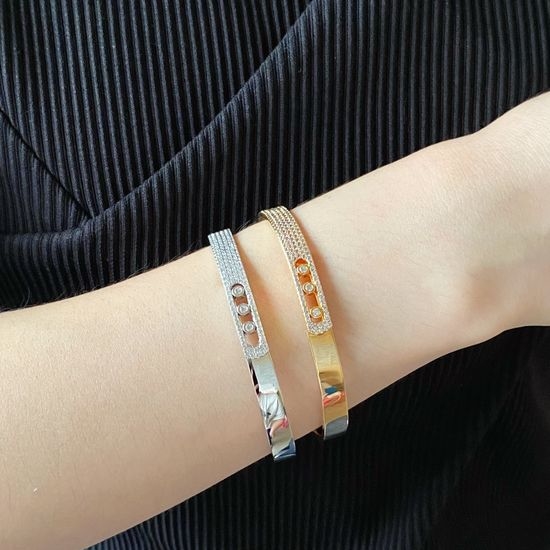 Messika Half Diamond Moving Charm Bangle