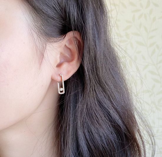 Messika Half Hoop Encrusted Moving Diamond Earrings