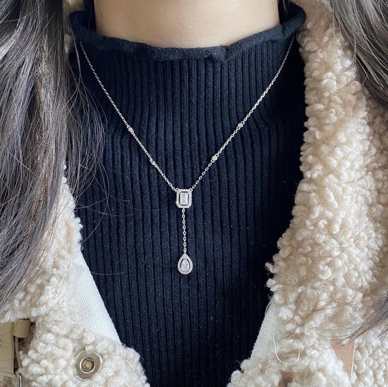 Messika Water Drop Baguette Cut Pendant Necklace
