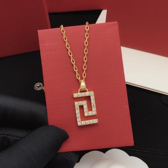 Versace Gold Rhinestone Inlaid Pendant Necklace