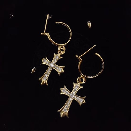 Chrome Hearts Cross Paved Rhinestone Earrings